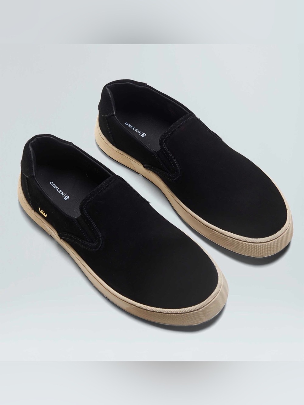Osklen Black Suede Slip-On Sneakers with Cream Sole